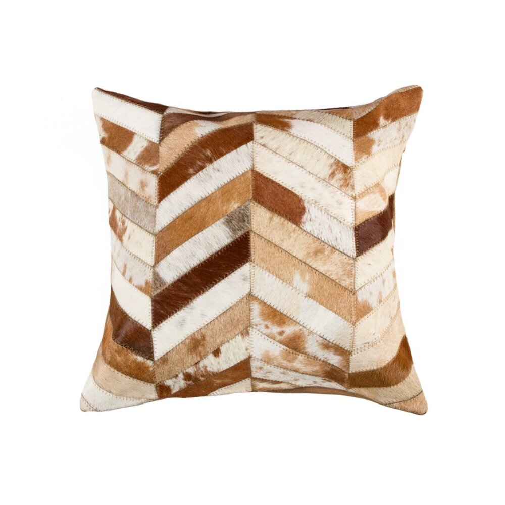 Natural Home Decor Torino Chevron Cowhide Pillow | 1-Piece | Brown & natural